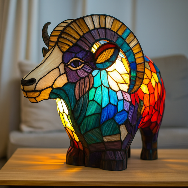 LEO – LAMP SHAPED LIKE A GOAT MAGICAL IN STAINED GLASS